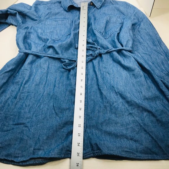 Isabel Maternity Women's Sz Medium Long Sleeve Button Down Blue Denim Shirt New - Picture 11 of 13